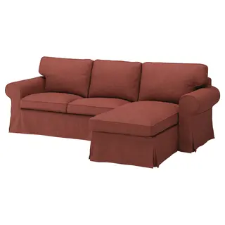EKTORP cover f 3-seat sofa w chaise longue, Kilanda brown-red