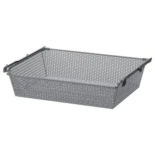 KOMPLEMENT metal basket with pull-out rail, dark grey, 75x58 cm