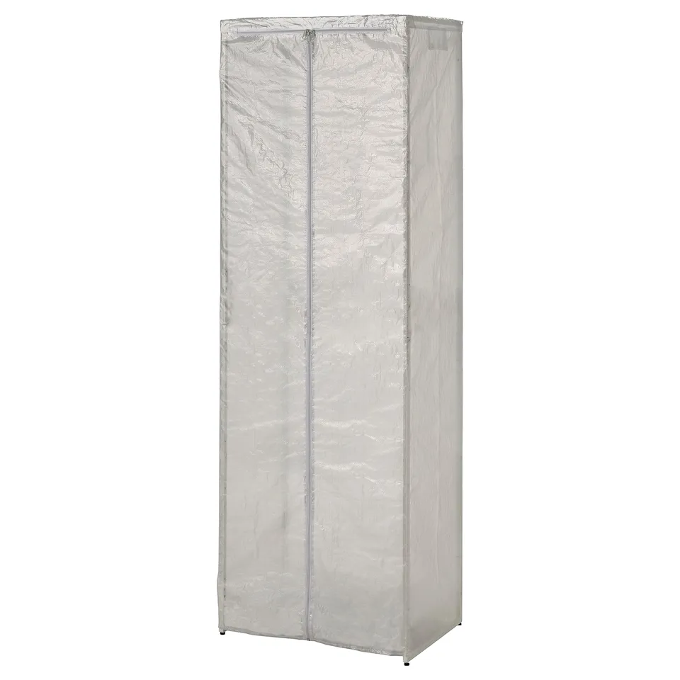 A JOSTEIN cover in white, made of polyester, for outdoor use. Its rectangular, protective, and has a zip design.