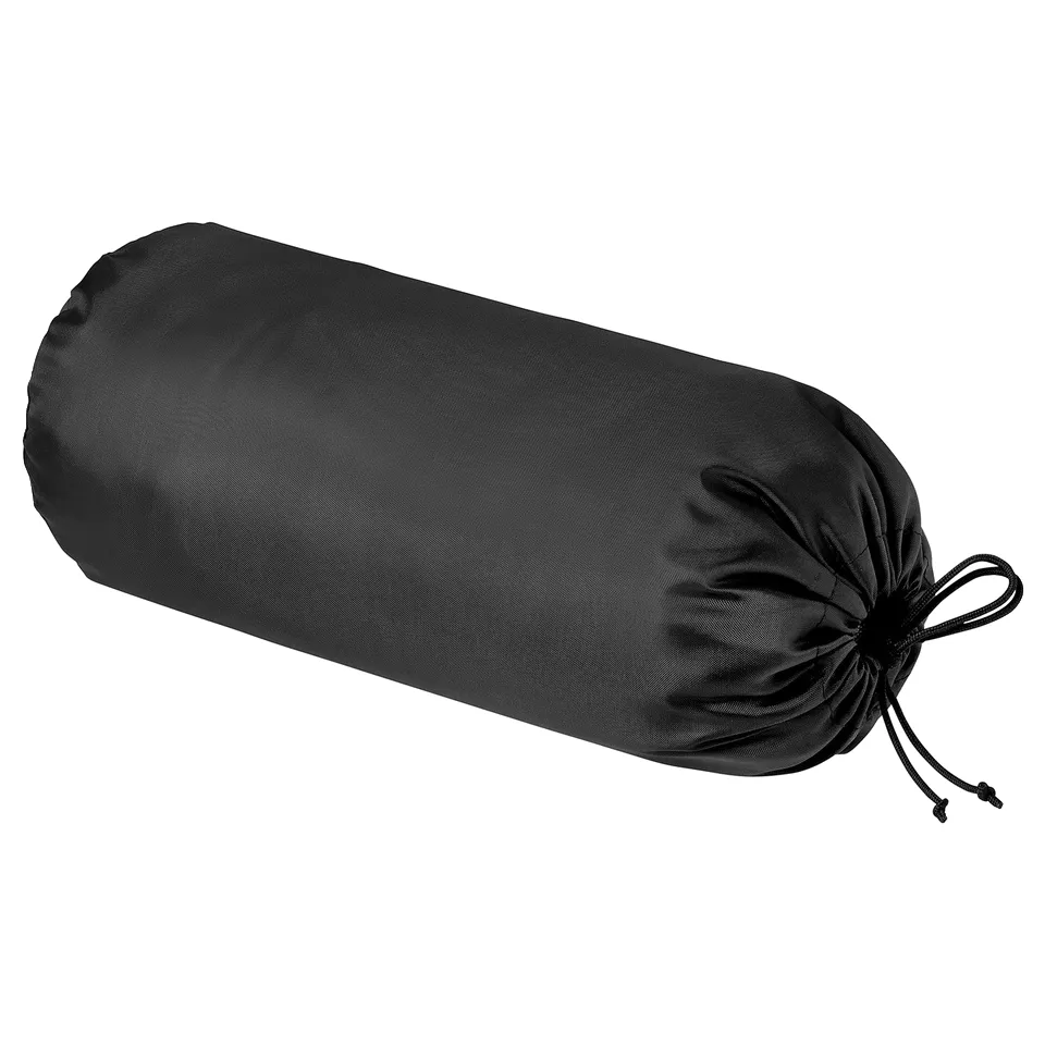 Black cylinder-shaped net bag; designed for outdoor use, likely for holding insects out.