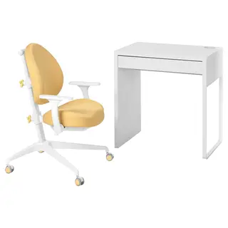 MICKE / GUNRIK desk and chair, white/yellow