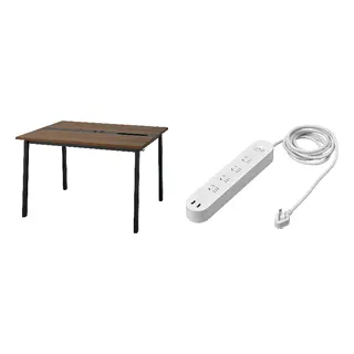 KOPPLA/MITTZON set: conference table + 4-way socket with 2 USB ports