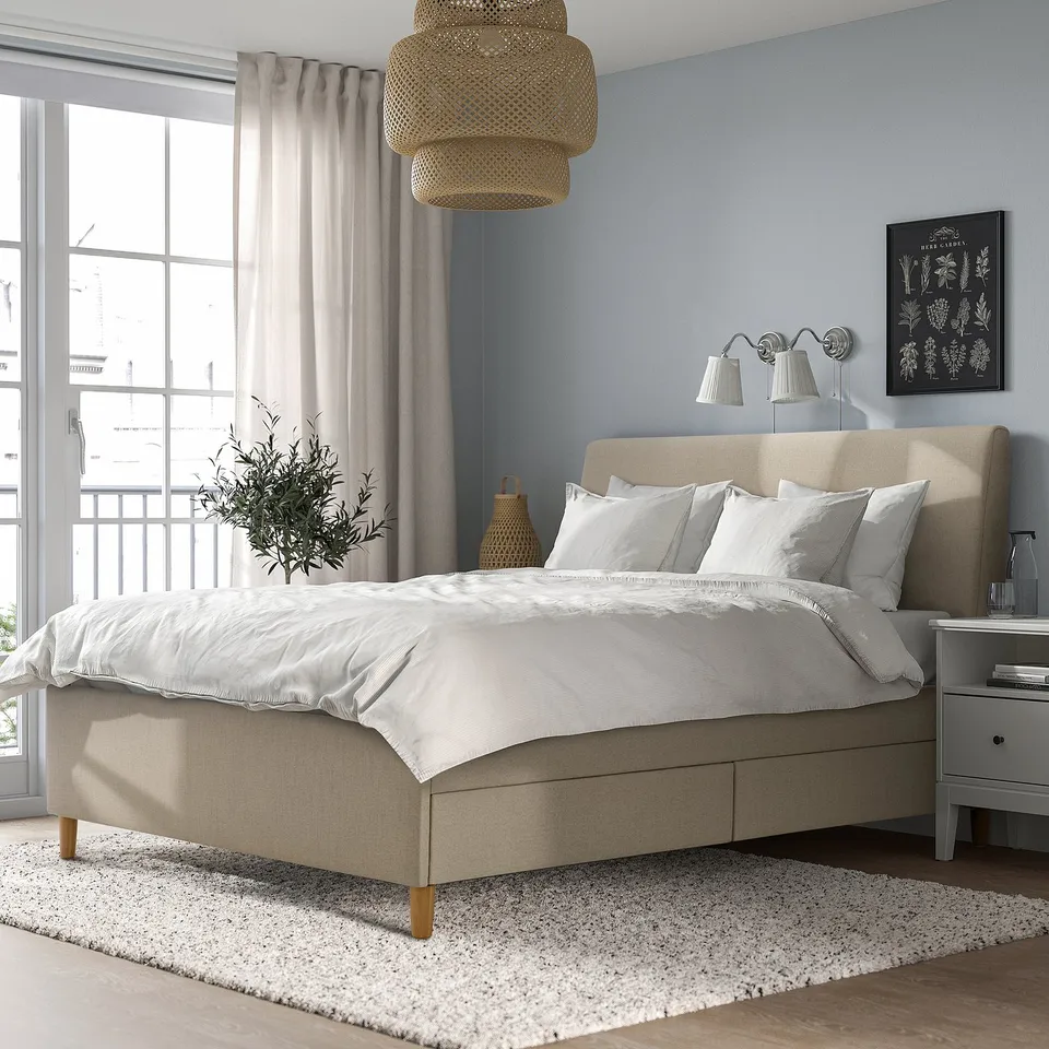 part: IDANÄS upholstered storage bed