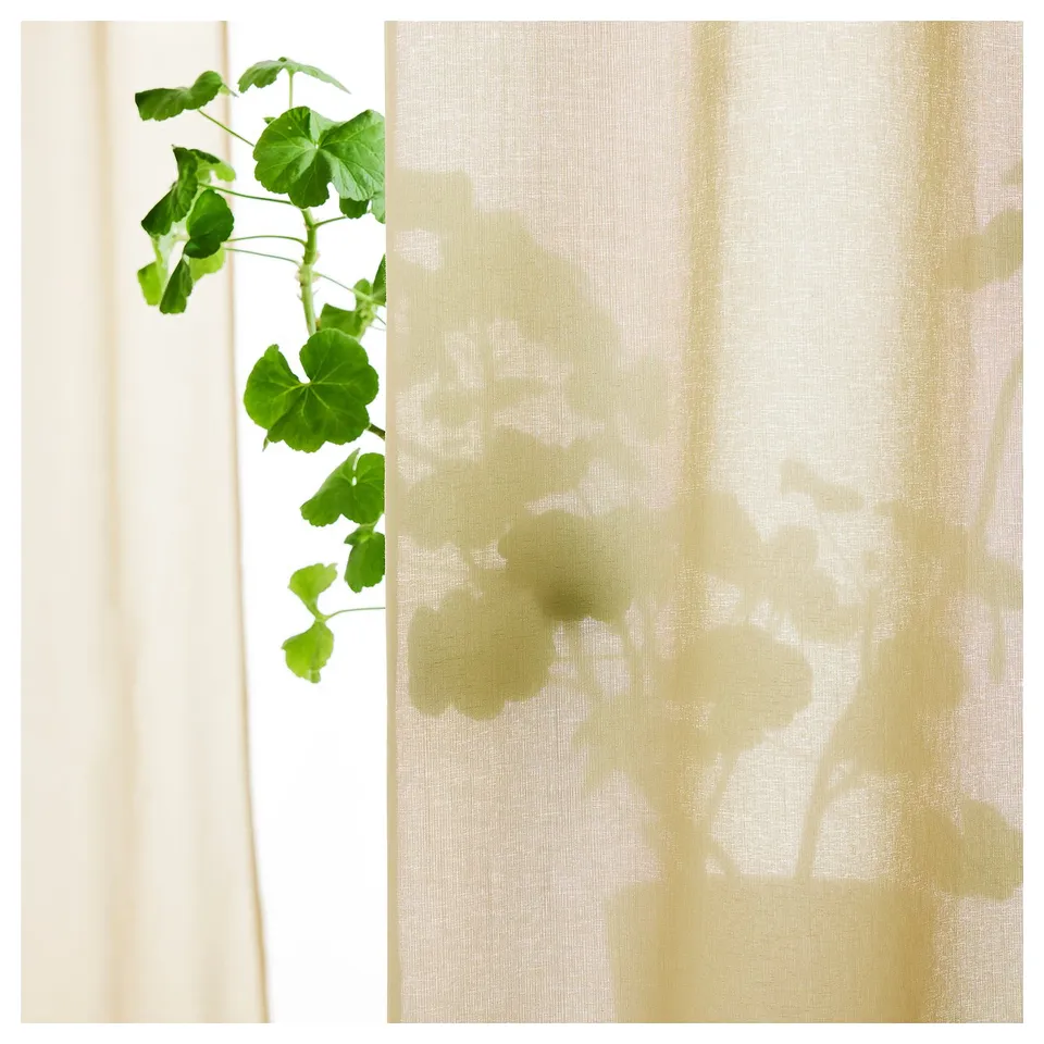 ROSENROBINIA Sheer curtains, 1 pair, beige/with heading tape, 145x250 cm