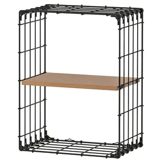 GULLHULT wall shelf, black/pine antique effect, 30x40 cm