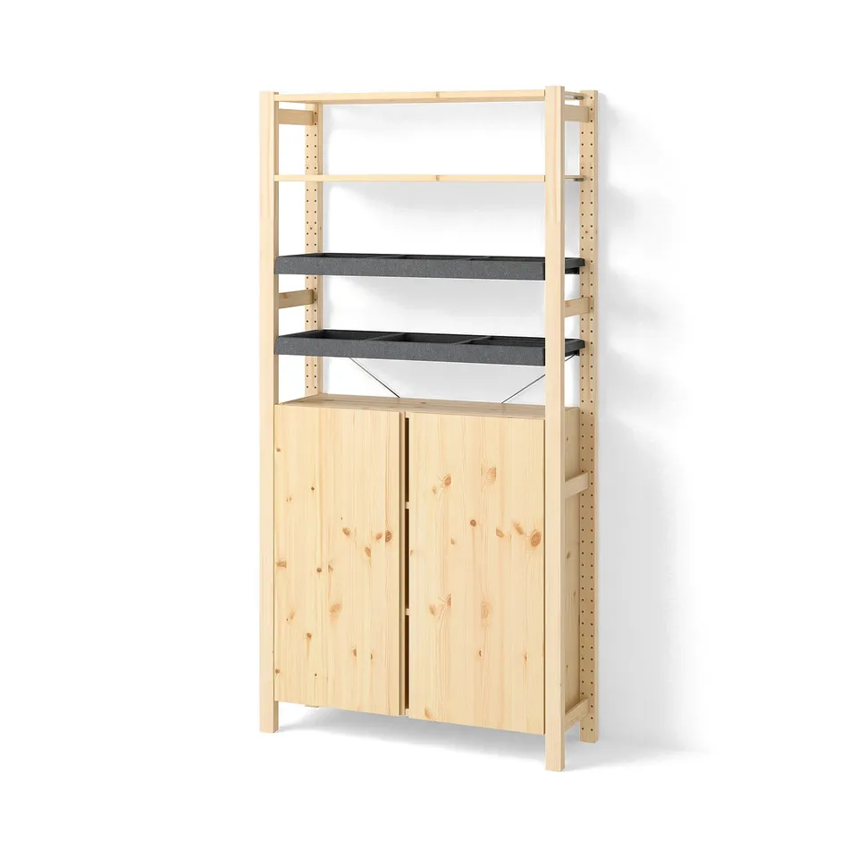 IVAR 1 section/shelves/cabinet, pine/felt, 89x30x179 cm