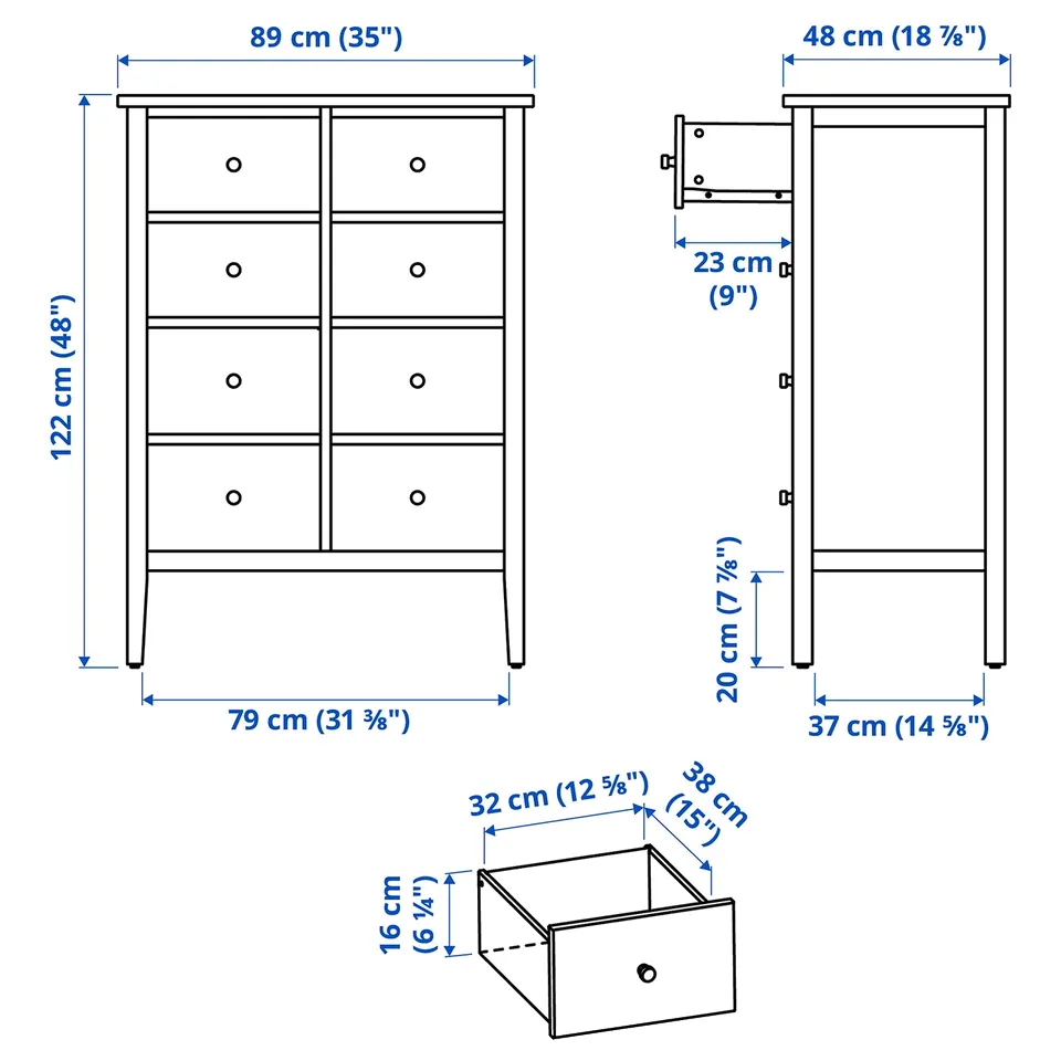Illustration with measurements for the product: GULLABERG.