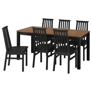 ÅLHULT / ÅLHULT table and 6 chairs, black/brown/Bomstad black black, 170x80 cm