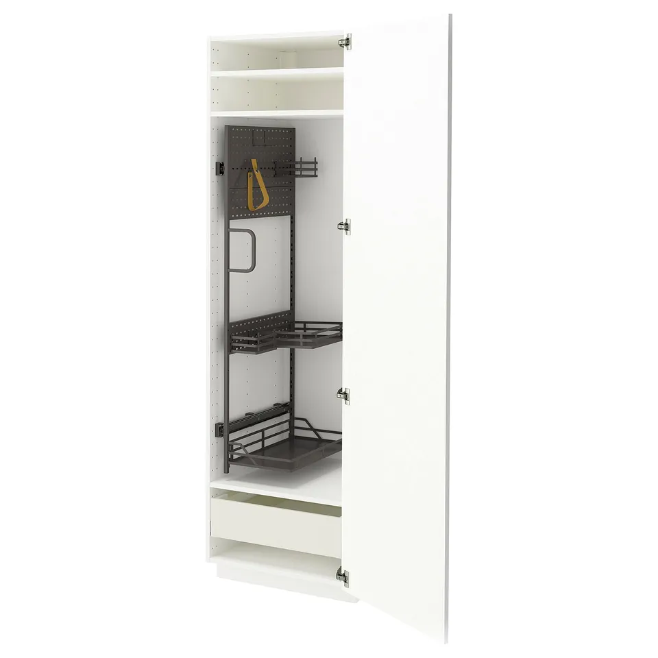 METOD kitchen unit, white, glossy, modern, pull-out organisers, sturdy, clean design.