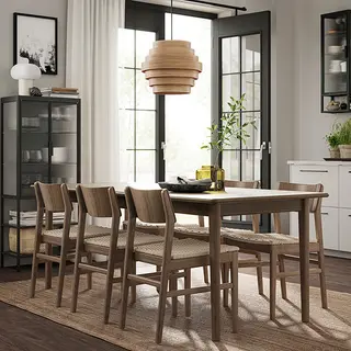 SKANSNÄS set: extendable table + chair x6