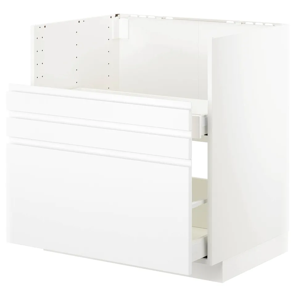White METOD kitchen cabinet, modern, minimalist, matte finish, rectangular shape.