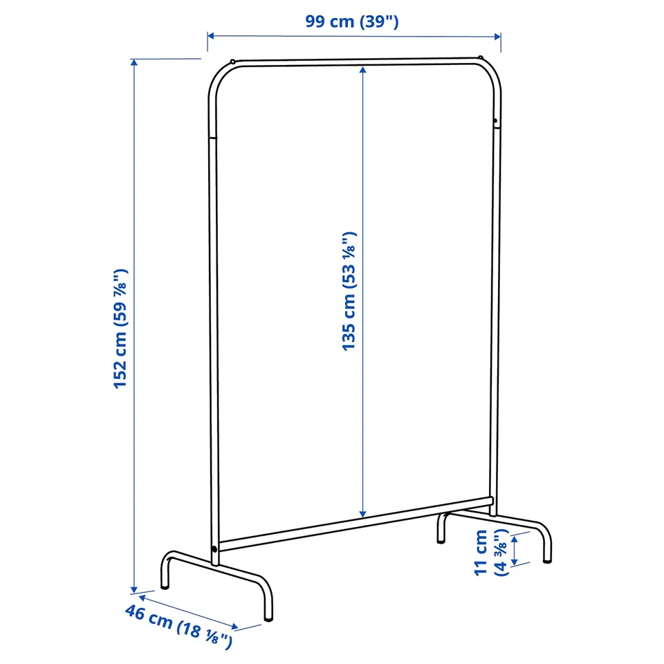 Illustration with measurements for the product: MULIG.