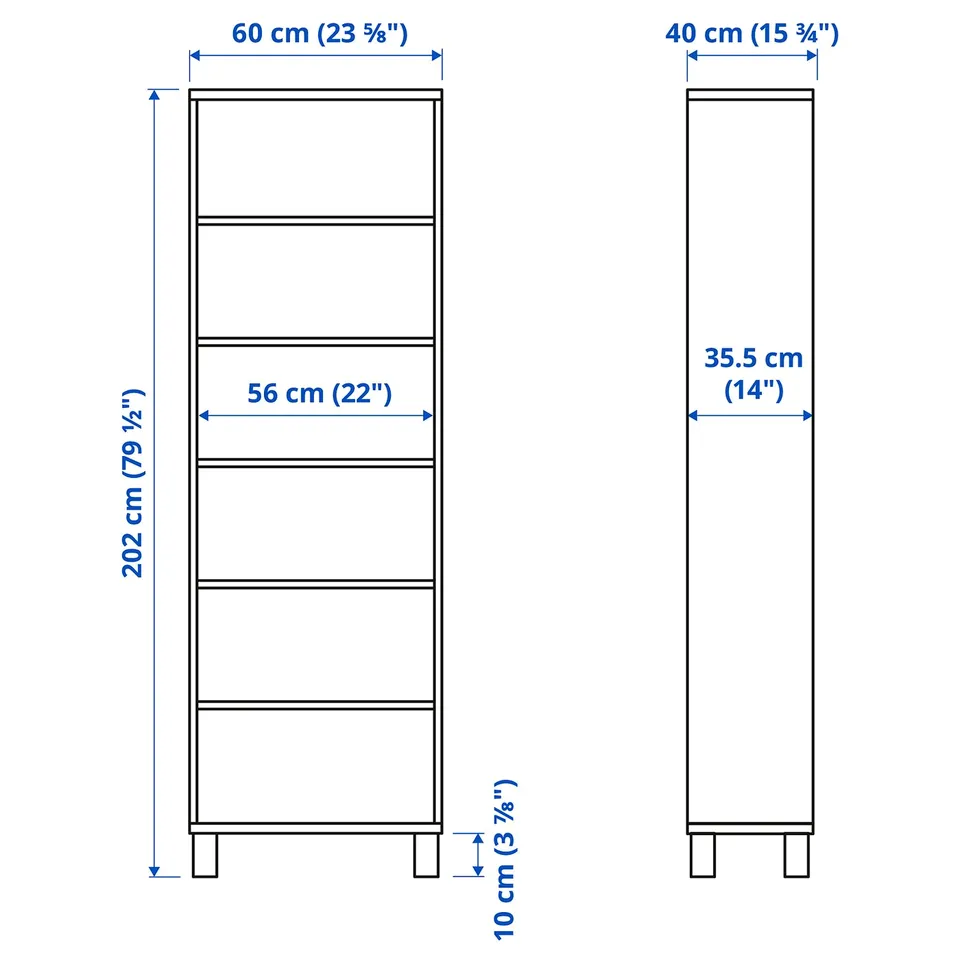 Illustration with measurements for the product: BESTÅ.