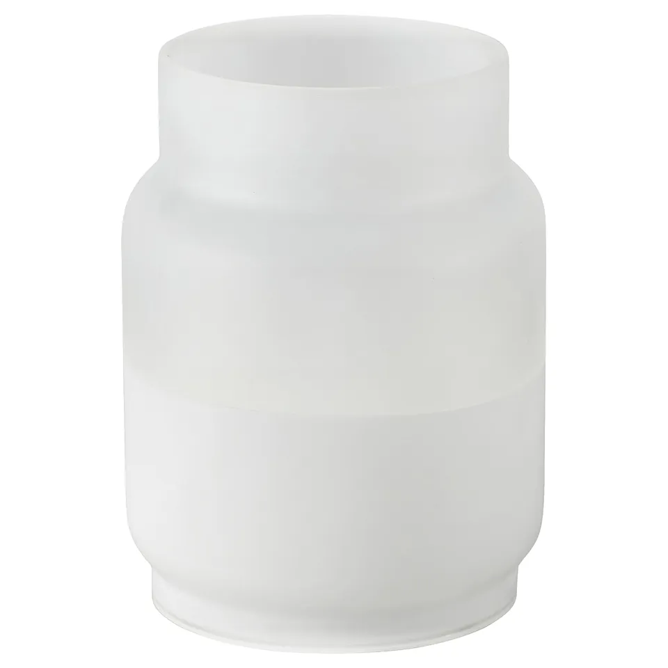 HJULMÖJA: frosted glass led candle, white, rounded cylindrical shape, delicate frosted finish.