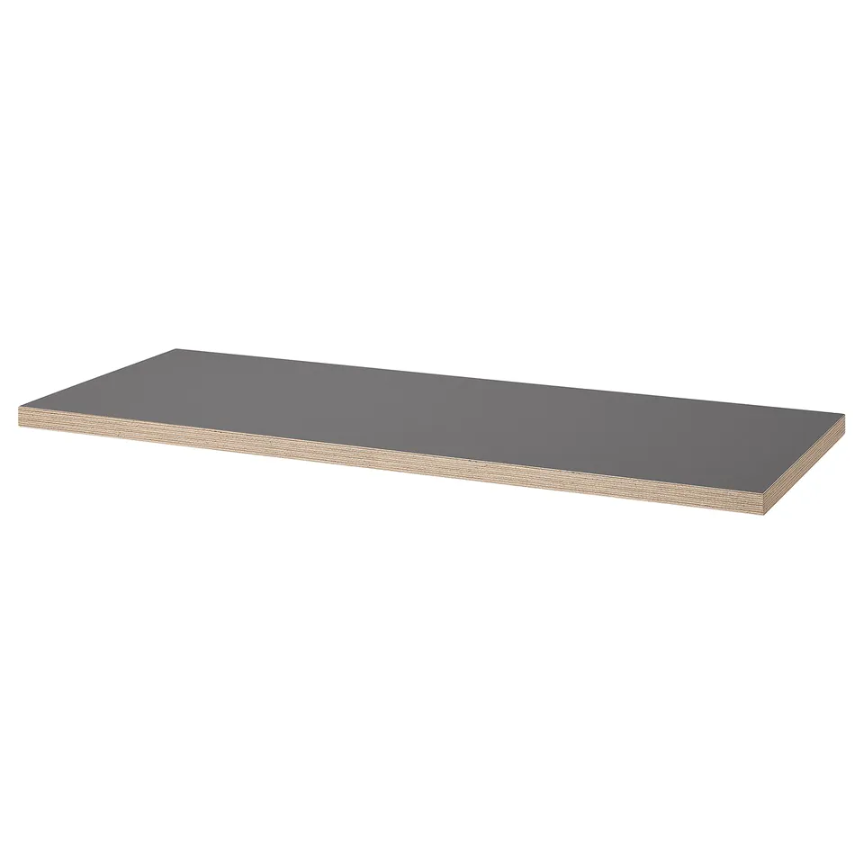 LAGKAPTEN / ALEX Desk, grey/wood effect black, 140x60 cm