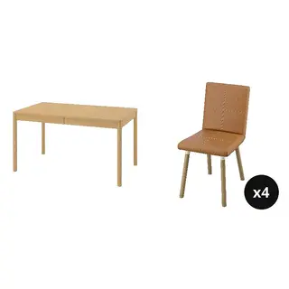 TONSTAD set: dining table + chair x4