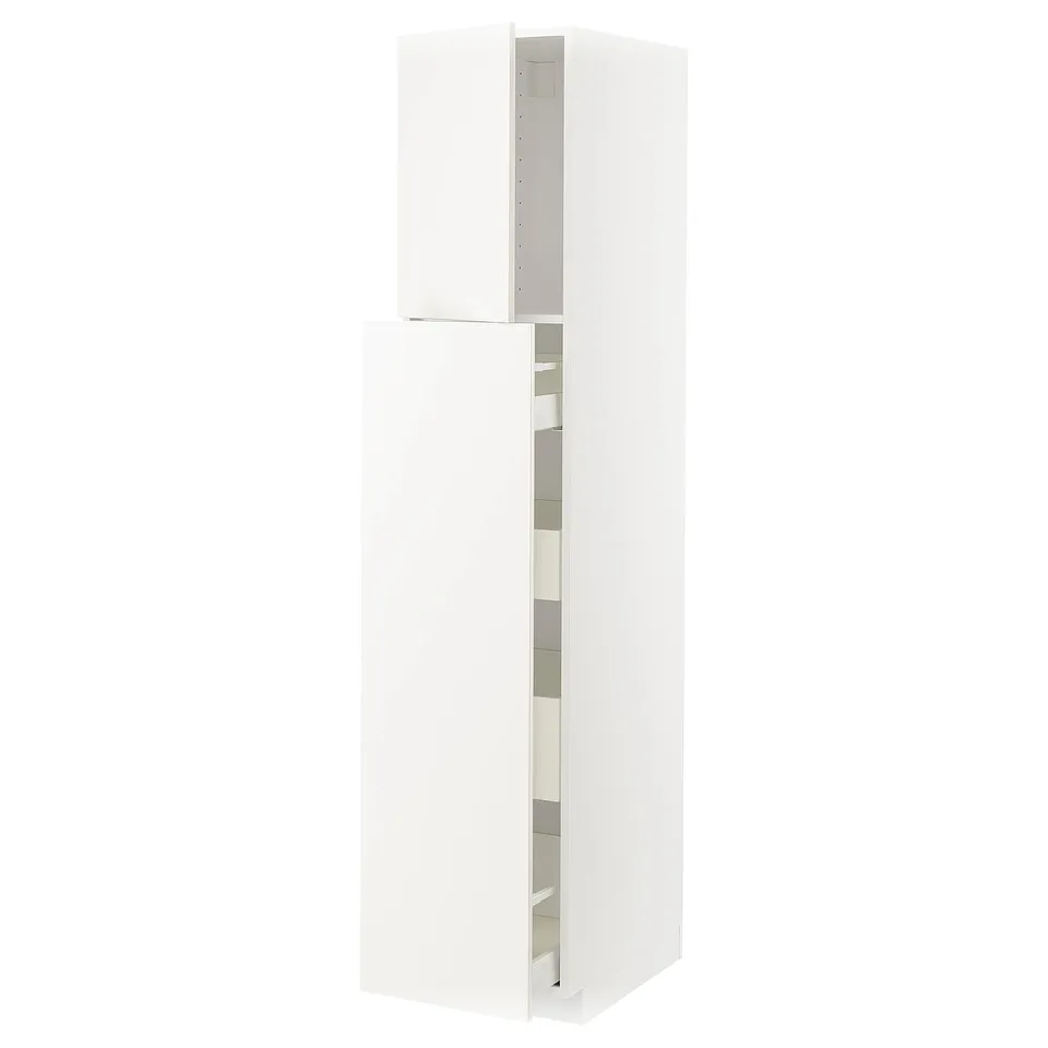A white METOD kitchen cabinet with a modern design and smooth finish.