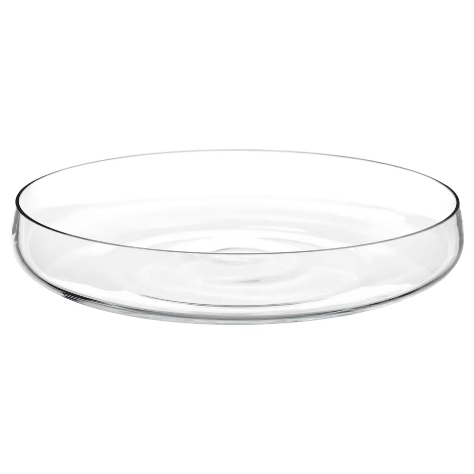 A clear, round, handcrafted glass bowl named BERÄKNA, perfect for floral arrangements.