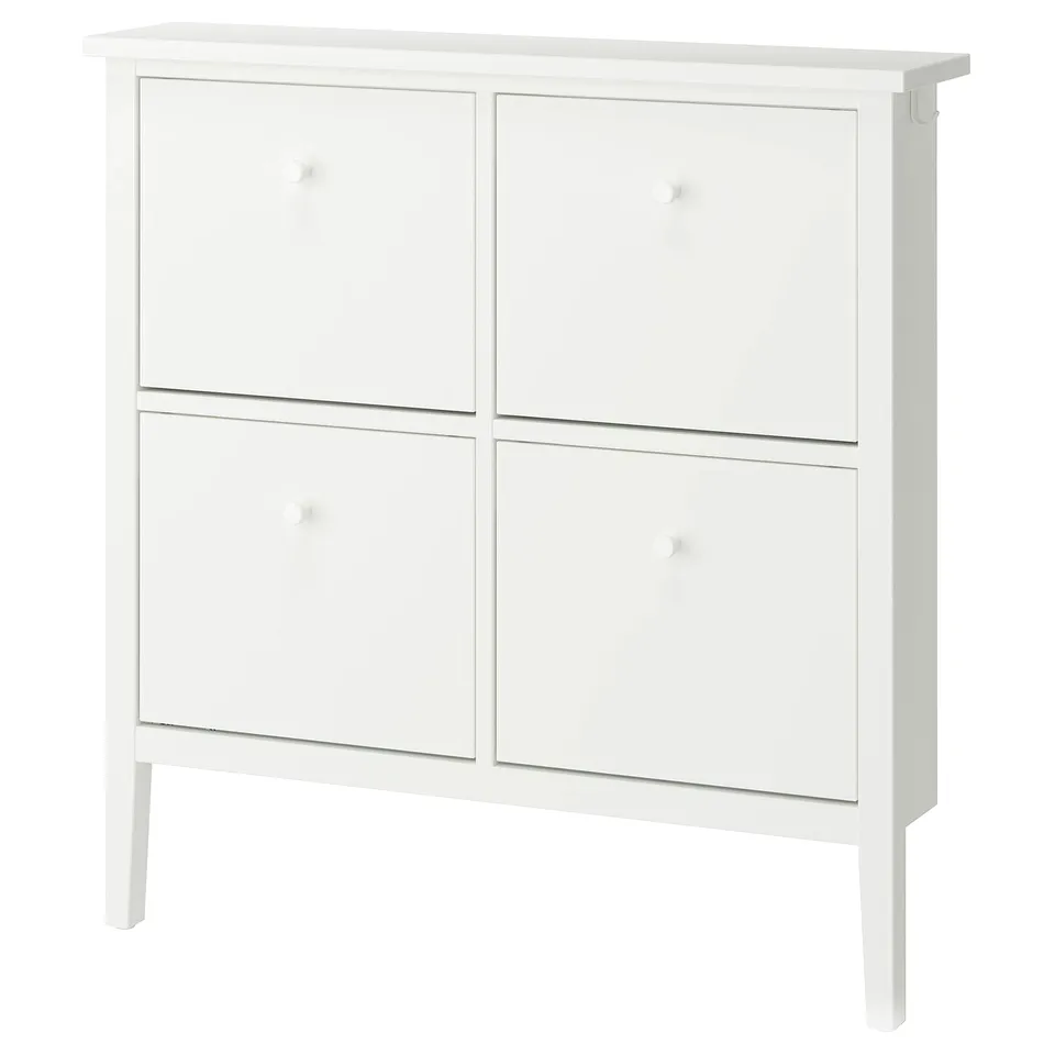 White GULLABERG shoe cabinet, 4 compartments, traditional design.