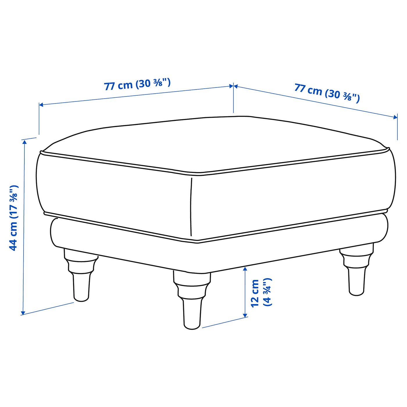 Illustration with measurements for the product: ESSEBODA.