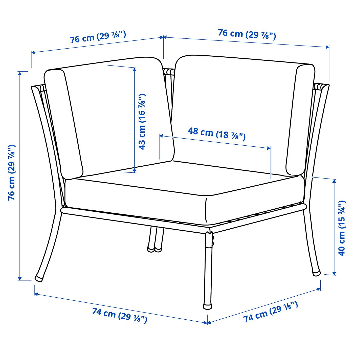 Illustration with measurements for the product: SEGERÖN.