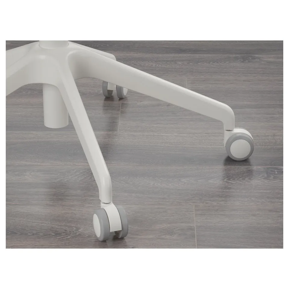 Modern office chair base with sturdy, rolling casters for easy movement.