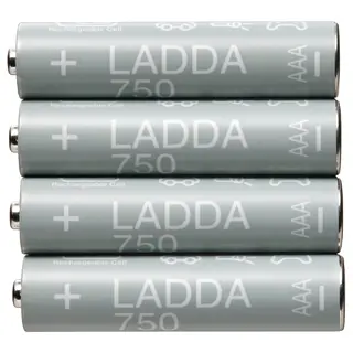 LADDA rechargeable battery, HR03 AAA 1.2V, 750mAh