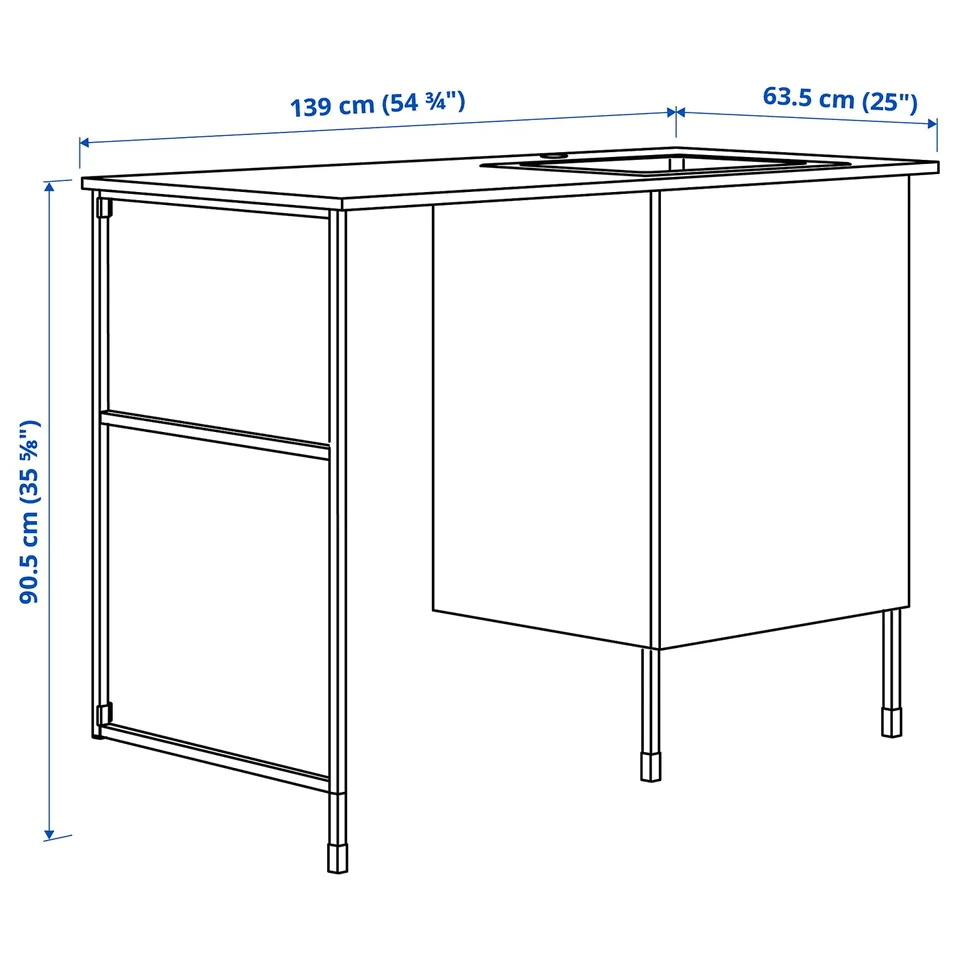 Illustration with measurements for the product: ENHET.