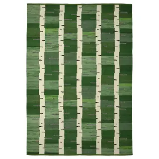 STOCKHOLM 2025 rug, flatwoven, green/white/black handwoven, 170x240 cm