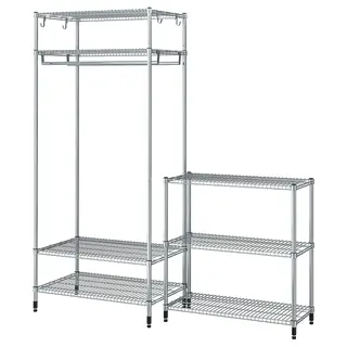 OMAR shelving unit with clothes rail, with 1 shelf/galvanised, 186x50x201 cm