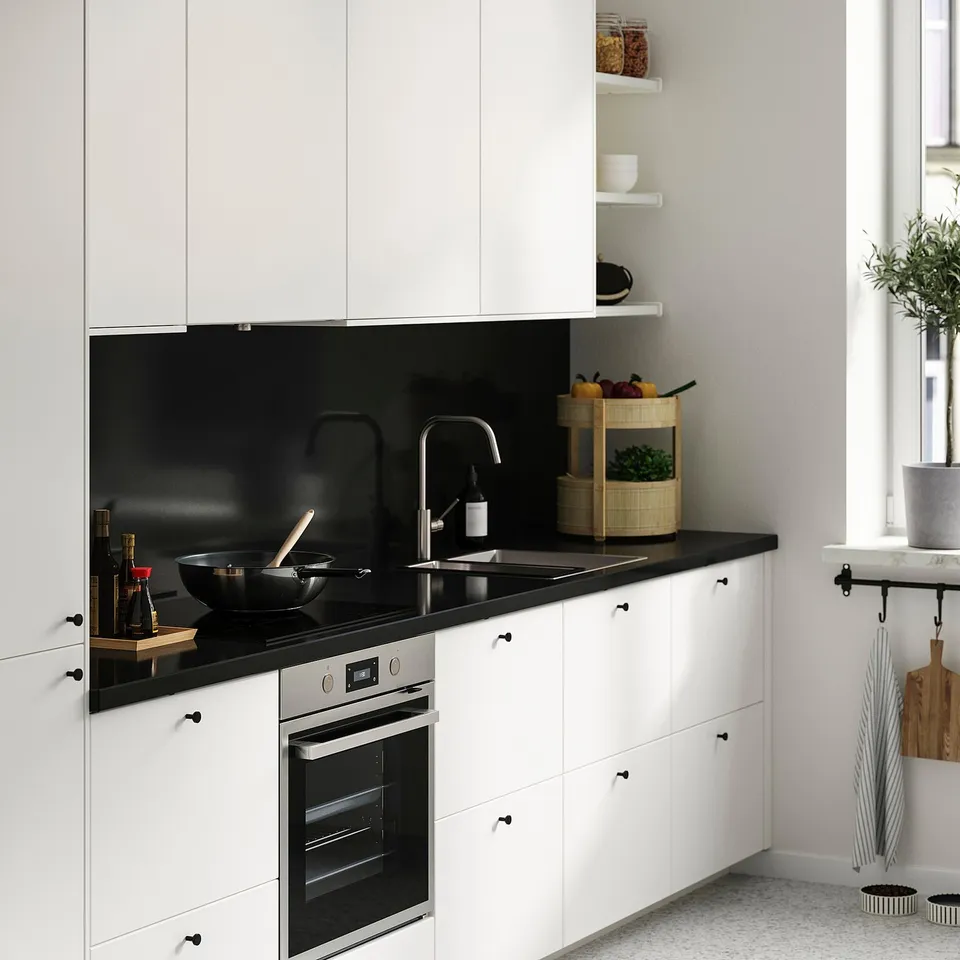 LOCKEBO Custom made worktop, black/glass composite, 1 m²x4.0 cm