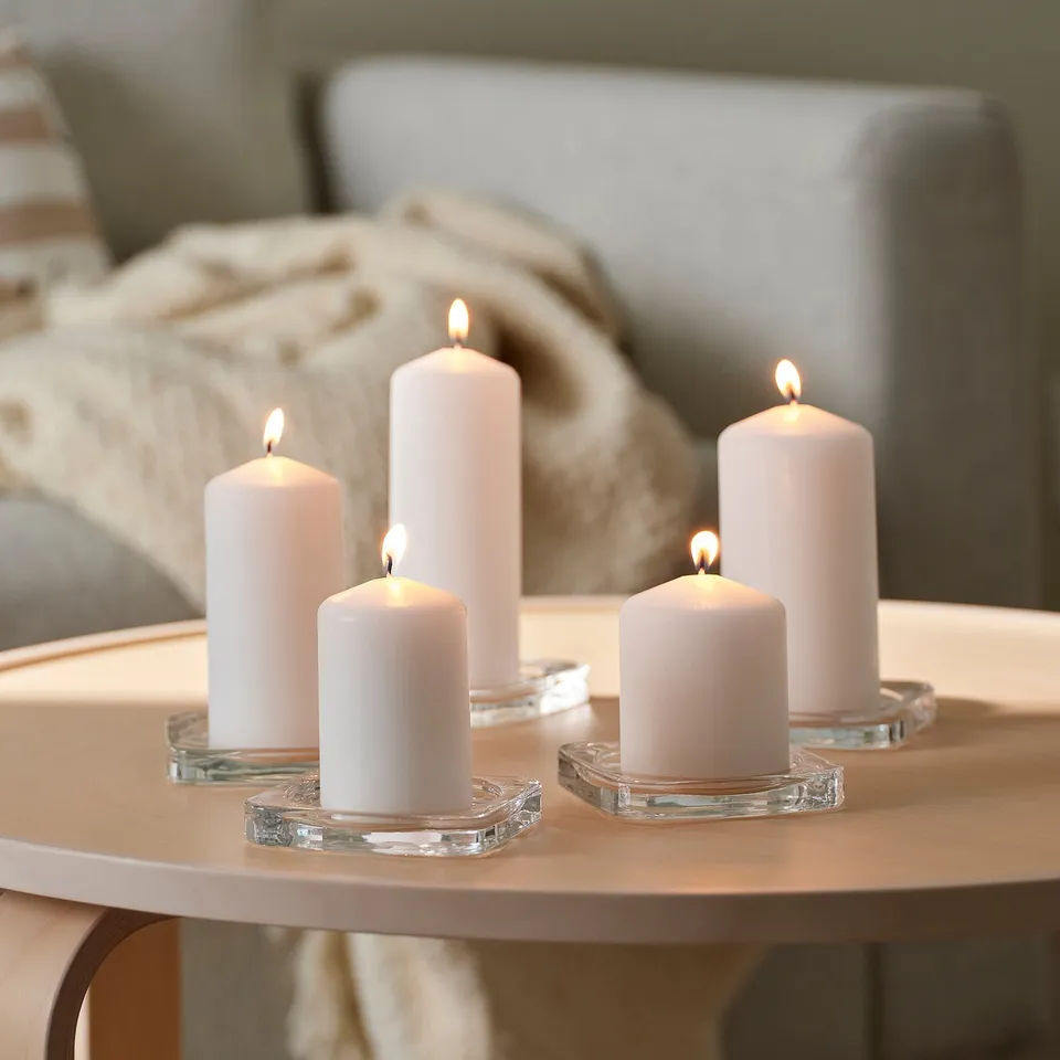 part: FENOMEN unscented pillar candle, set of 5