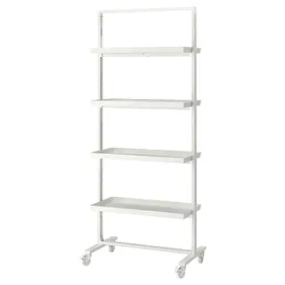 MITTZON frame with castors/display shelf, white, 85x205 cm