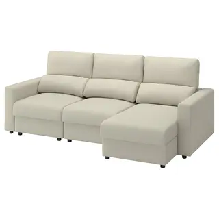 MALMKÖPING 3-seat sofa, with chaise longue/Tibbleby light beige, Width 253 cm