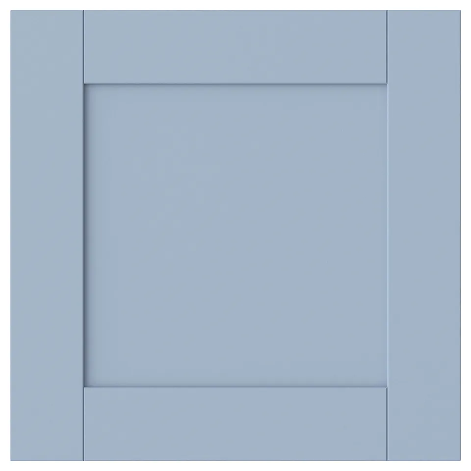 Blue SANNIDAL cabinet door, flat and square, modern traditional design.