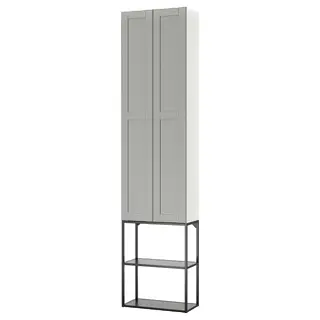 ENHET storage combination, anthracite/grey frame, Width 60 x Depth 32 x Height 255 cm