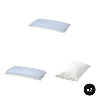 KVARNVEN/LUDDROS set: ergonomic pillow, stomach sleeper + ergonomic pillow, side/back sleeper + pillow protector x2