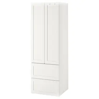 SMÅSTAD / PLATSA wardrobe, white with frame/with 2 drawers