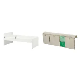 MÖJLIGHET/SLÄKT set: bed frame w guard rail+slat bd base + bed pocket