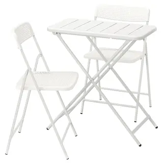 TORPARÖ table and 2 folding chairs, outdoor, foldable white/white, 70x42 cm