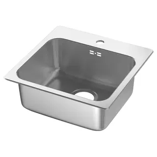 LÅNGUDDEN inset sink, 1 bowl, stainless steel, 46x46 cm