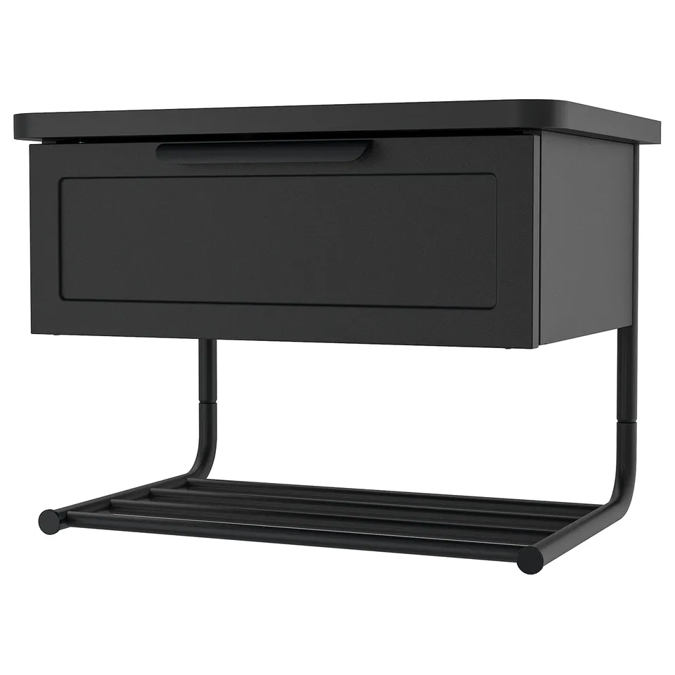 GRÅFJÄLLET Wall-mounted bedside table, anthracite, 42x29x31 cm