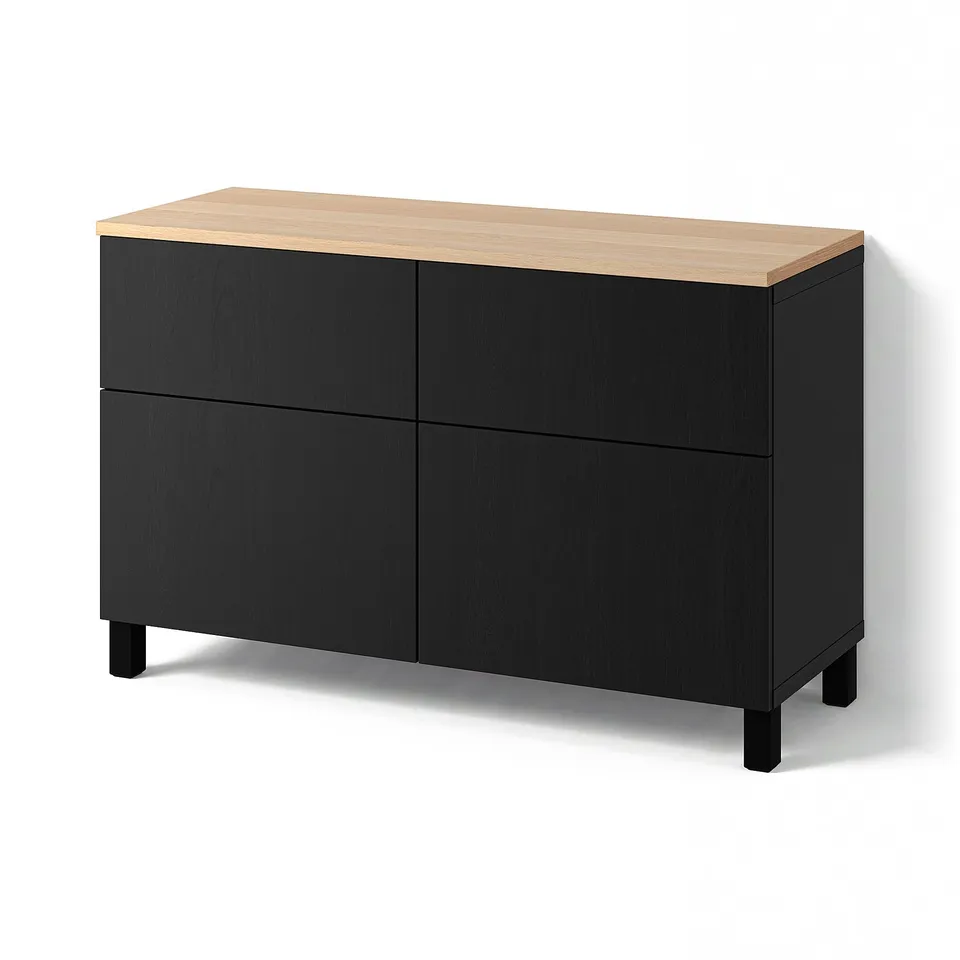 BESTÅ Storage combination w doors/drawers, black-brown/Lappviken/Stubbarp black-brown, 120x42x76 cm