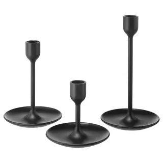FULLTALIG candlestick, set of 3, black