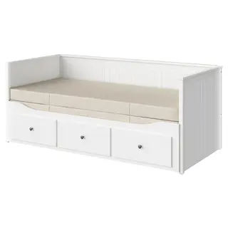 HEMNES day-bed w 3 drawers/2 mattresses, white/Vannareid extra firm, 80x200 cm