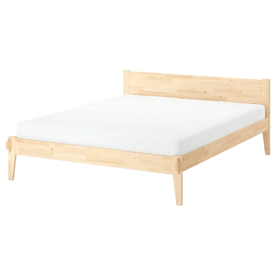 Taxasklint wooden bed - natural pine, scandinavian design, slatted base