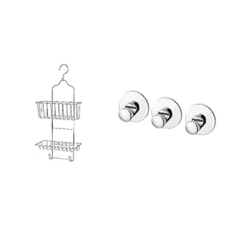 KROKFJORDEN/SKOGHALL set: shower hanger, two tiers + hook, self-adhesive