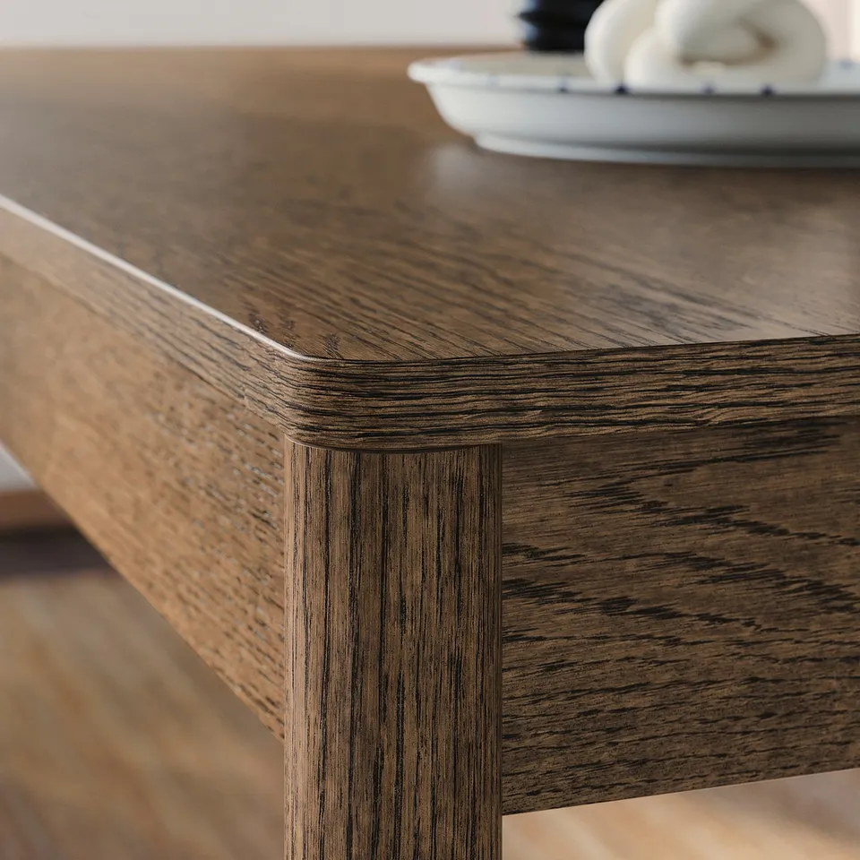 TONSTAD / TONSTAD Table and 6 chairs, brown oak veneer/Fridtuna light beige brown oak effect, 200x85 cm