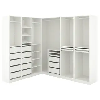 PAX corner wardrobe, white, Height 201 cm
