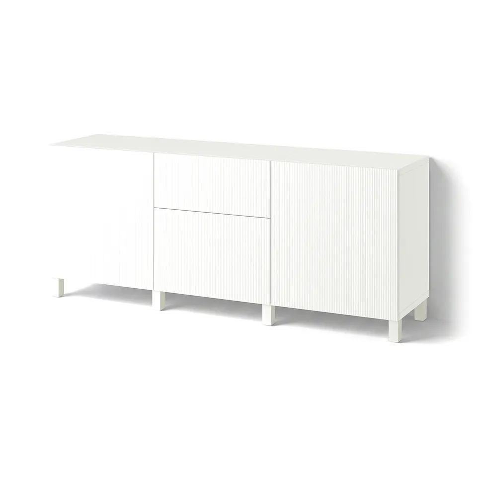 BESTÅ Storage combination with drawers, Förvaltare white/Stubbarp white, 180x42x74 cm